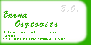 barna osztovits business card